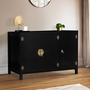 Voir la diapositive 2 : ID MARKET Buffet bas 110 cm YANG 3 portes bois noir