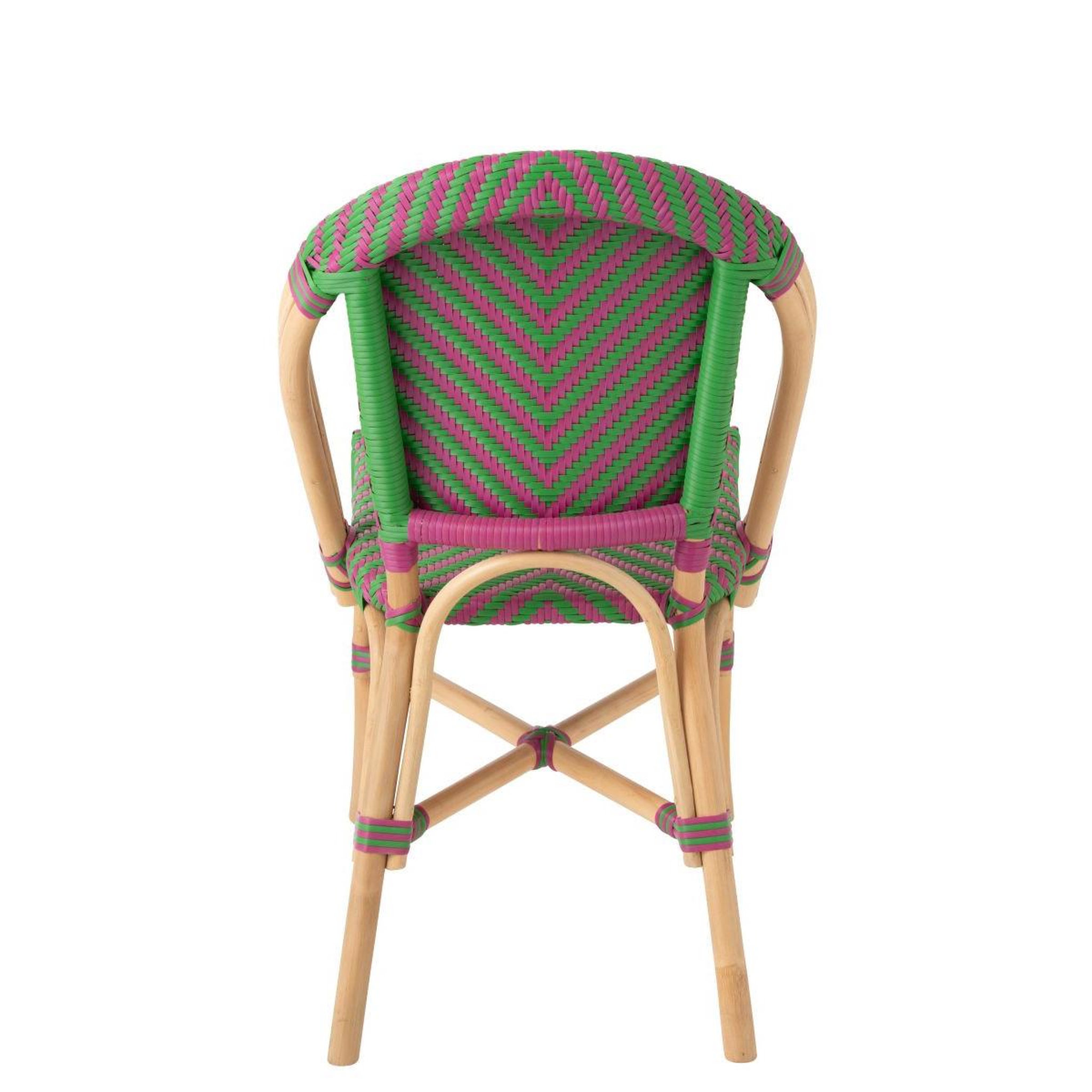 Voir la diapositive 4 : J-LINE Chaise en rotin  geo  86cm rose & vert
