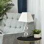 HOMCOM Lampe style cristal - lampe de table design contemporain - Ø 20 x 47H cm - abat-jour polyester blanc beige