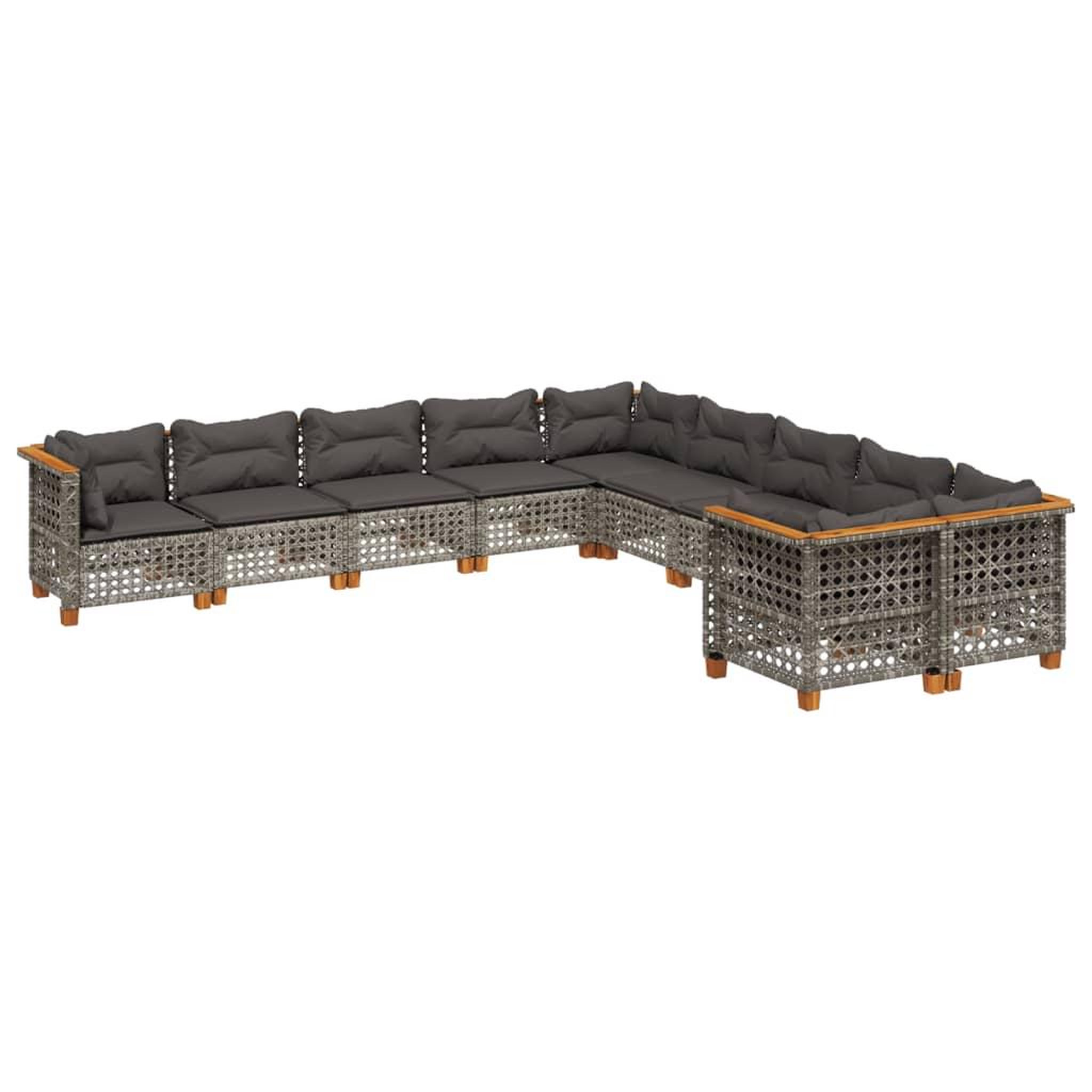 Voir la diapositive 2 : VIDAXL Salon de jardin avec coussins 10 pcs gris resine tressee