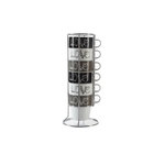 SECRET DE GOURMET Lot de 6 Mugs Avec Rack   Love  26cl Beige