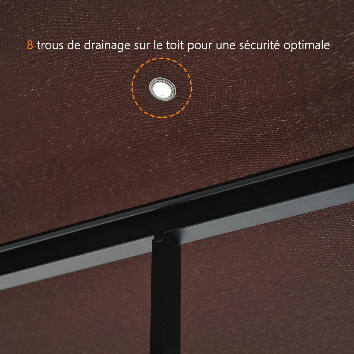 OUTSUNNY Tonnelle barnum style colonial double toit toile moustiquaires amovibles 3L x 3l x 2,7H m métal époxy polyester chocolat et blanc