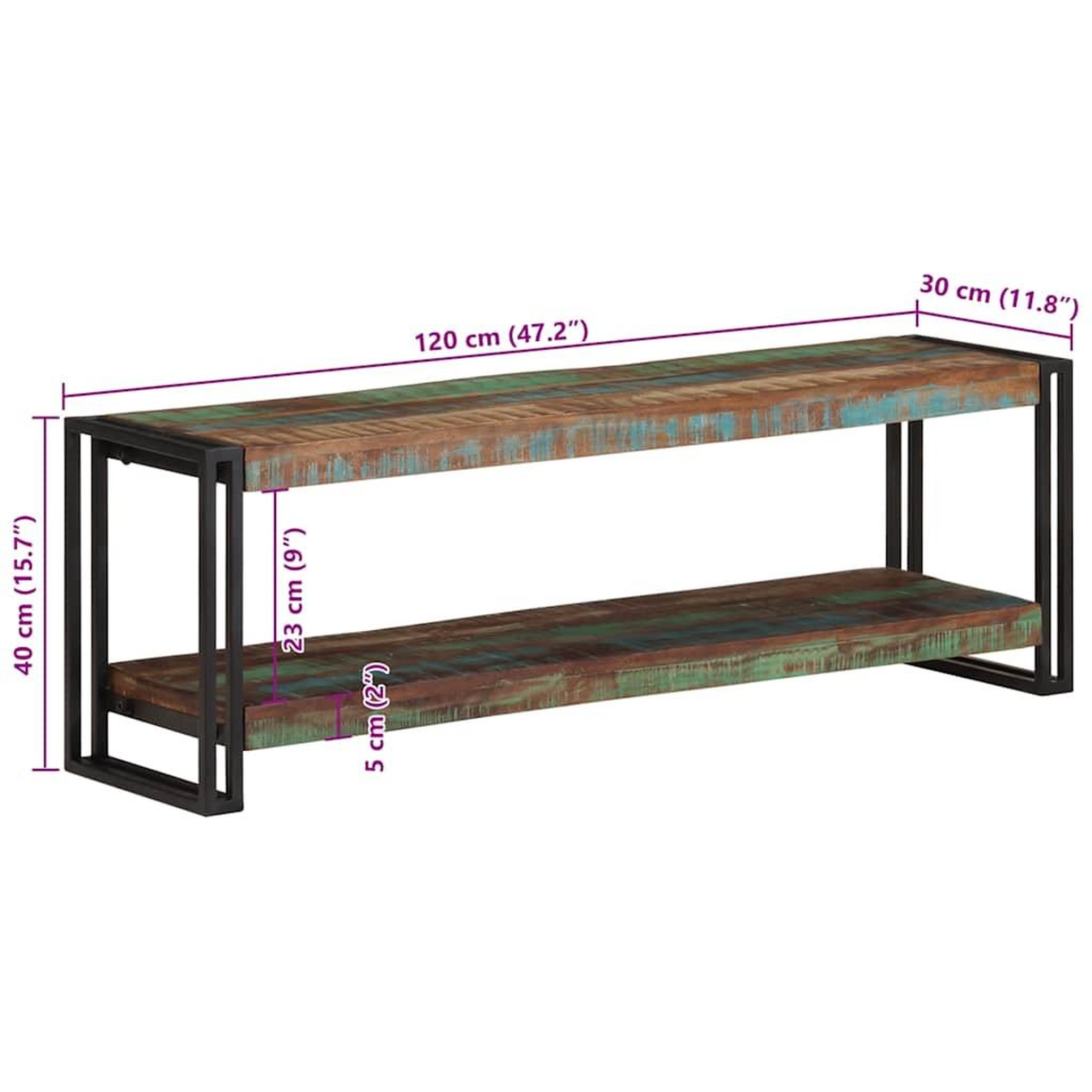 Voir la diapositive 6 : VIDAXL Meuble TV 120x30x40 cm Bois de recuperation massif