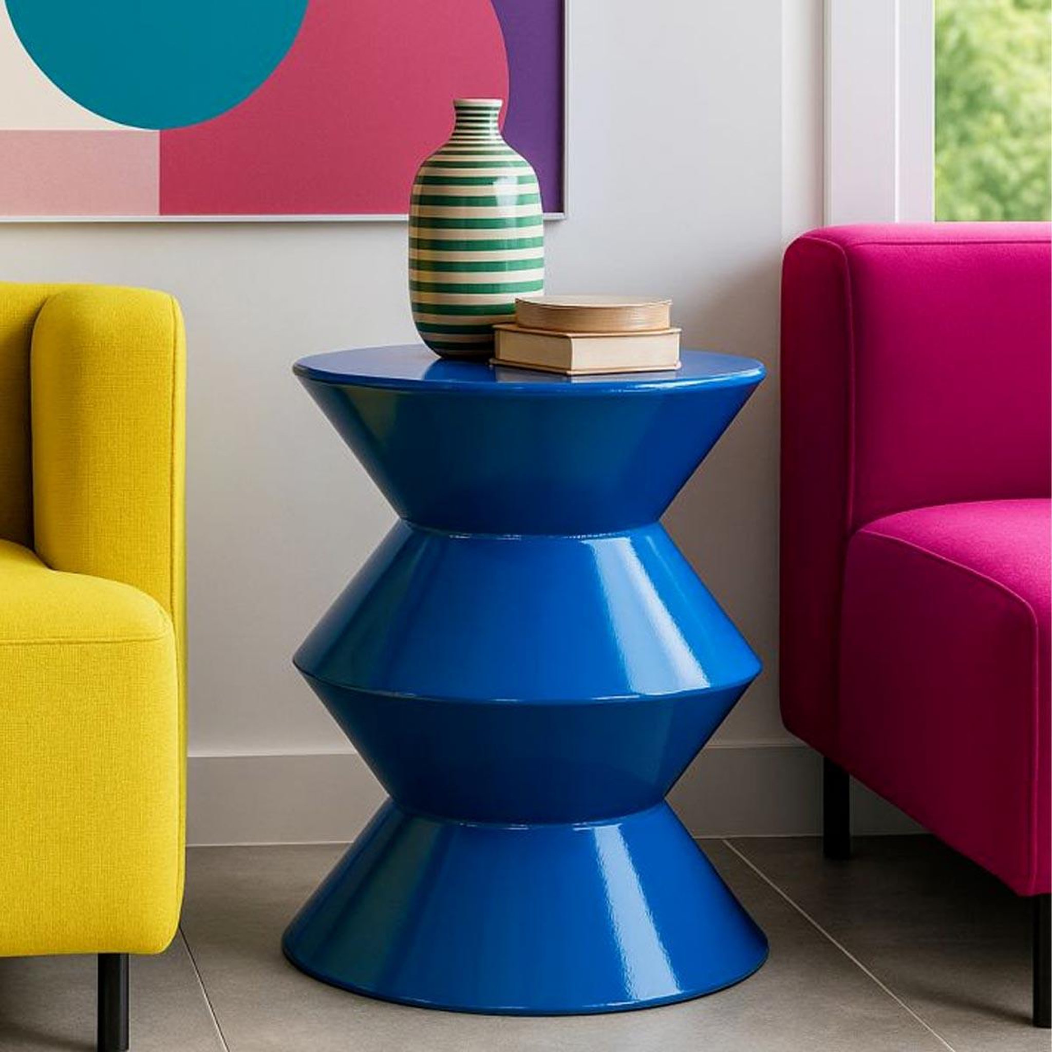 Voir la diapositive 3 : Paris Prix Table d'appoint en métal  zag  45cm bleu
