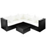 Voir la diapositive 2 : VIDAXL Salon de jardin 4 pcs avec coussins Resine tressee Noir