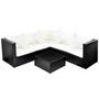 Voir la diapositive 2 : VIDAXL Salon de jardin 4 pcs avec coussins Resine tressee Noir