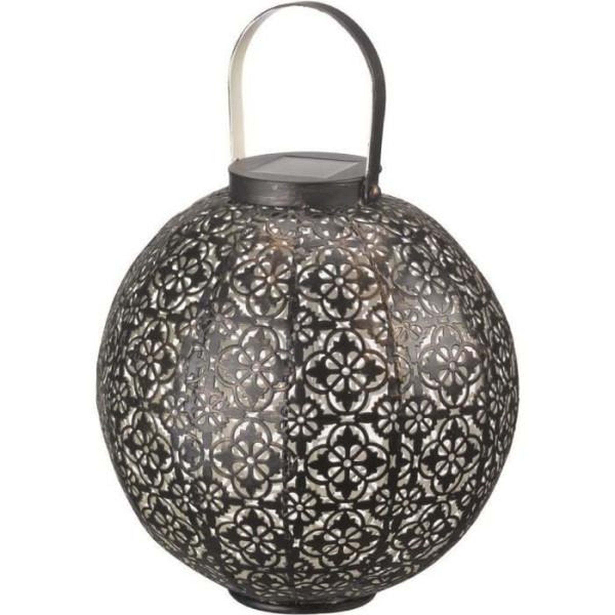 Voir la diapositive 2 : Smart garden Lanterne solaire - SMART GARDEN - Damasque en métal ajouré - Bronze - Énergie solaire - Ambiance orientale
