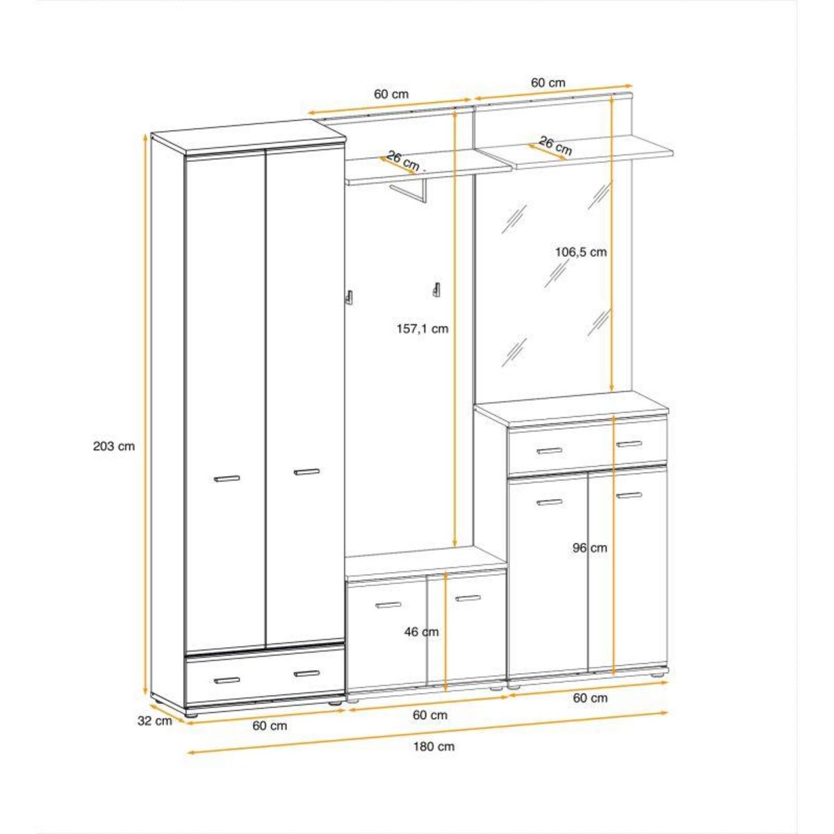 Paris Prix Ensemble Vestiaire 6P  ARMARIO III  203cm Chêne