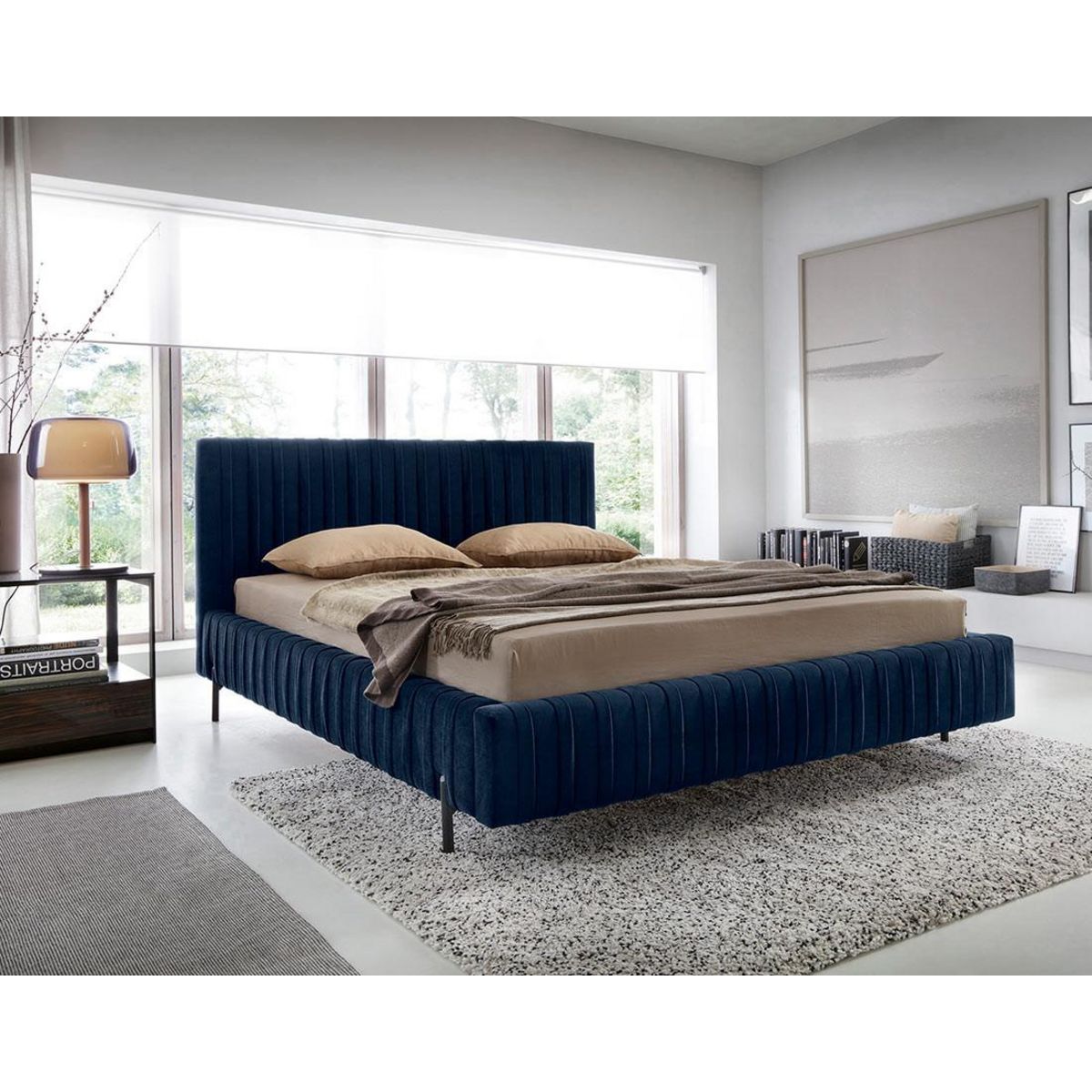 LISA DESIGN Flavio - lit coffre - 140x200 cm - sommier inclus - en velours