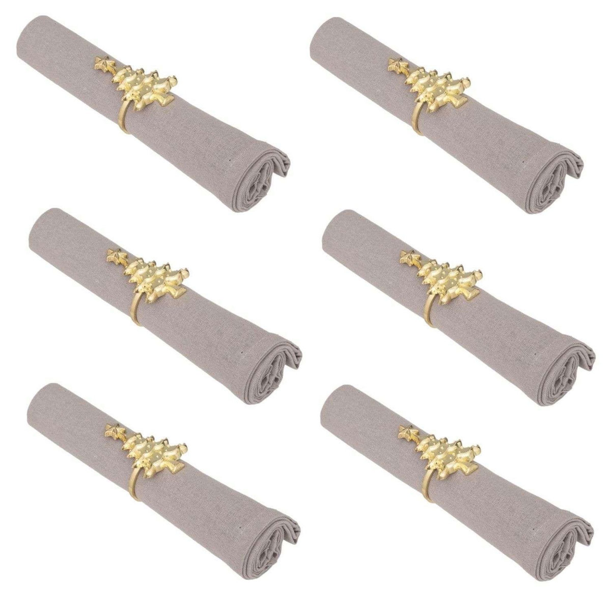 ATMOSPHERA Lot de 6 ronds de serviettes sapin - Doré