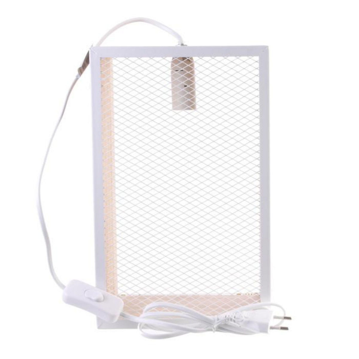 Paris Prix Lampe à Poser Bois & Métal  Cadre  29cm Blanc & Naturel