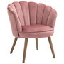 Voir la diapositive 1 : HOMCOM Fauteuil design coquillage piètement effilé bois d'hévéa dossier enveloppant strié aspect velours rose poudré
