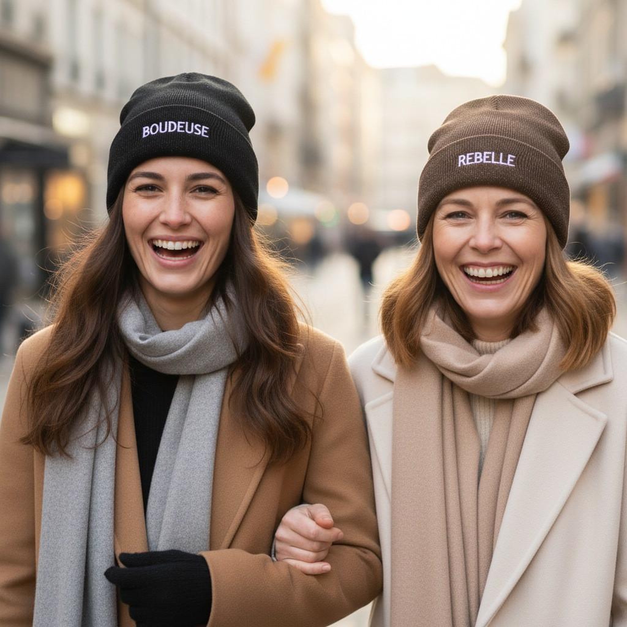 Voir la diapositive 6 : OZABI OZABI Bonnets Femme Fil Lurex Pailleté Message Brodé - Pack de 2 (Lot)
