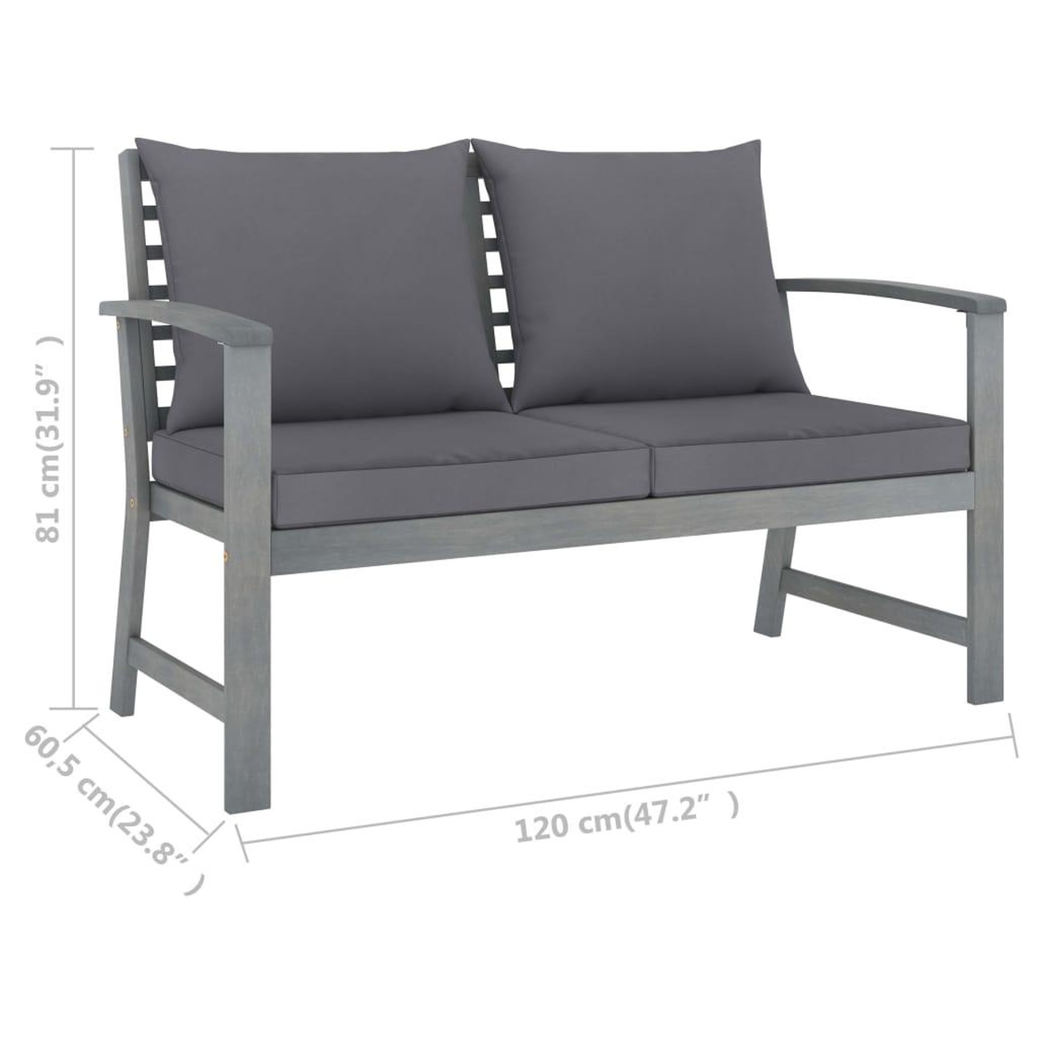 Voir la diapositive 6 : VIDAXL Salon de jardin 4 pcs avec coussins Bois d'acacia solide