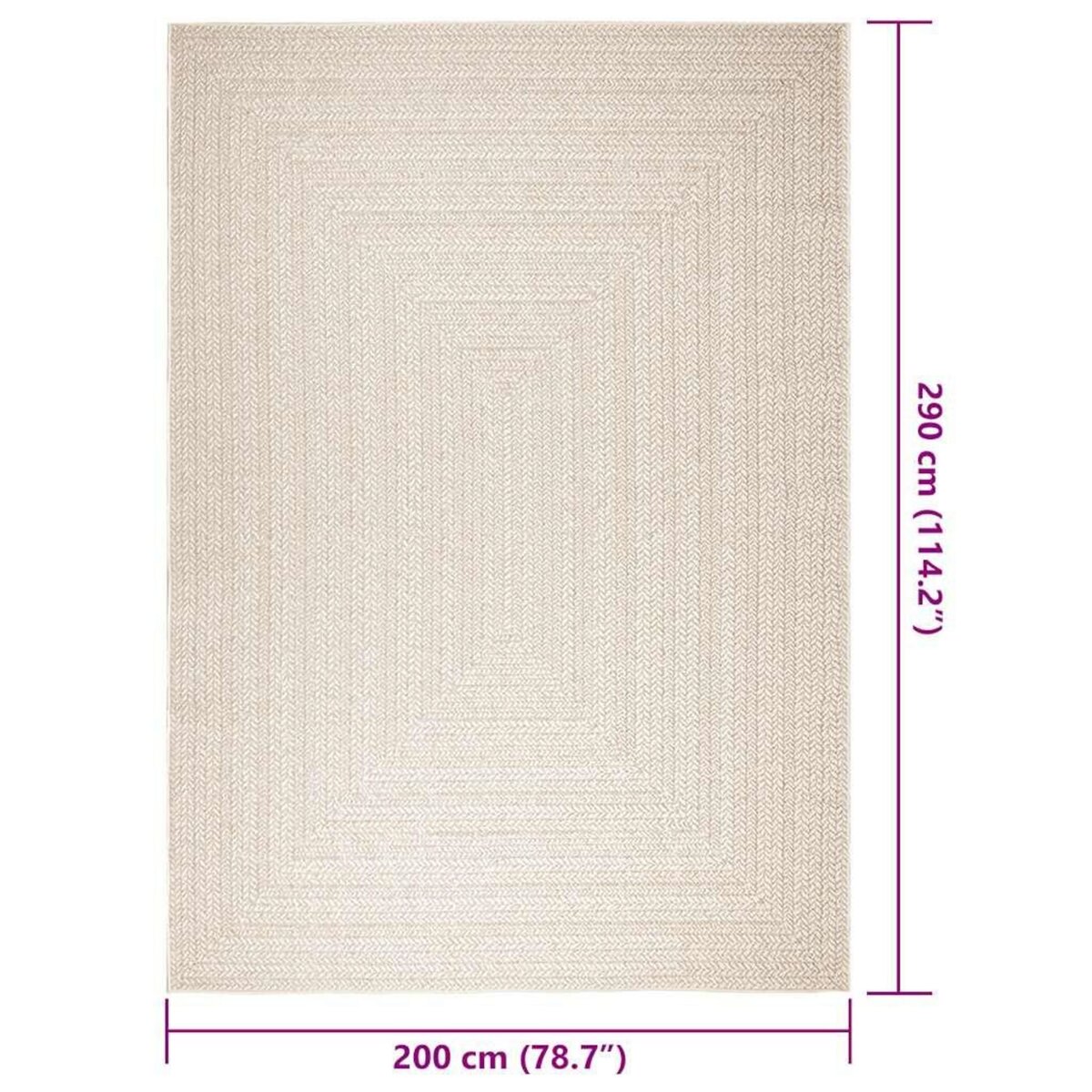 VIDAXL Tapis ZIZUR creme 200x290 cm aspect de jute interieur exterieur