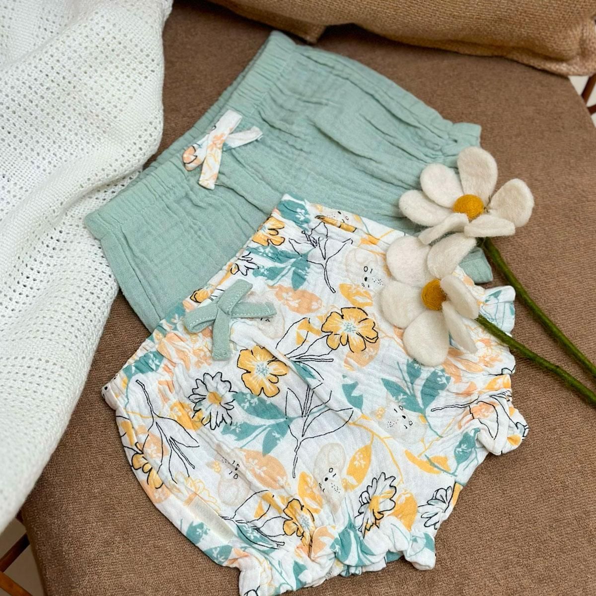 Petit Béguin Lot de 2 bloomers bébé en gaze de coton Capucine