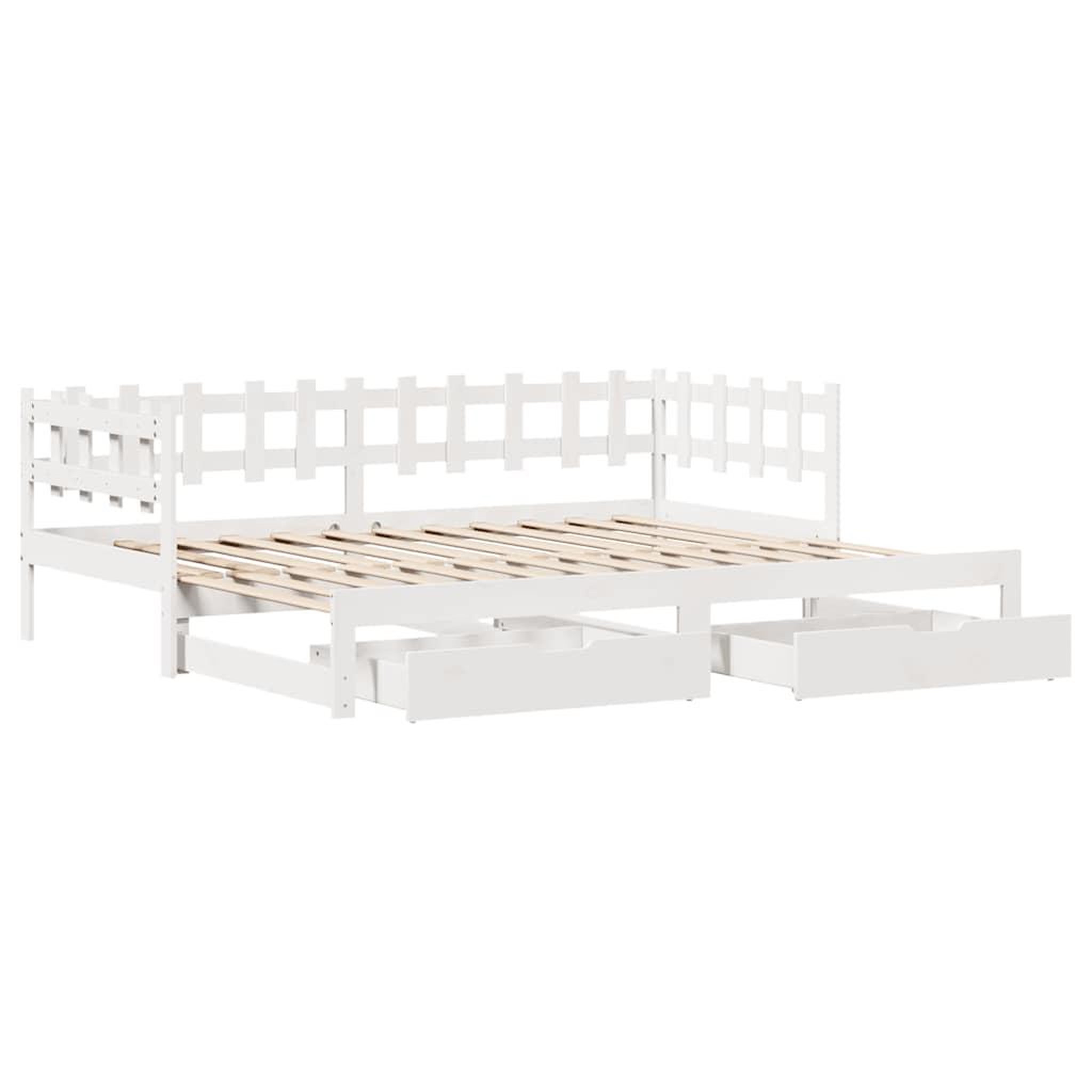 Voir la diapositive 3 : VIDAXL Lit de jour avec gigogne et tiroirs sans matelas blanc 90x190cm