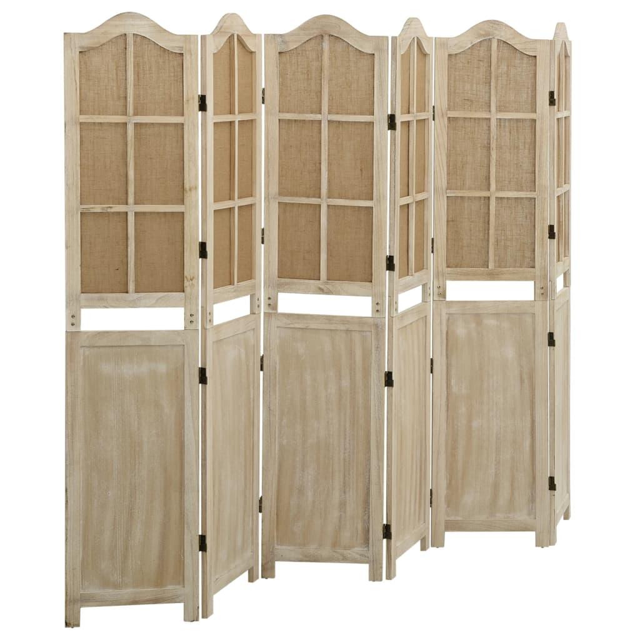 VIDAXL Cloison de separation 6 panneaux Marron 214x165 cm Tissu