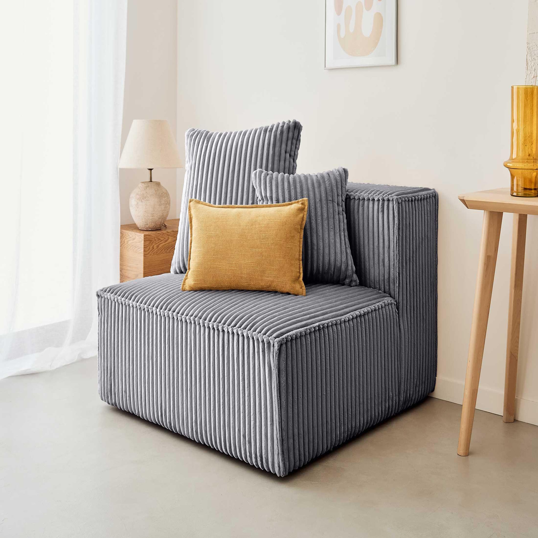 Voir la diapositive 1 : LISA DESIGN Colombine - module d'assise - en velours côtelé grosses côtes
