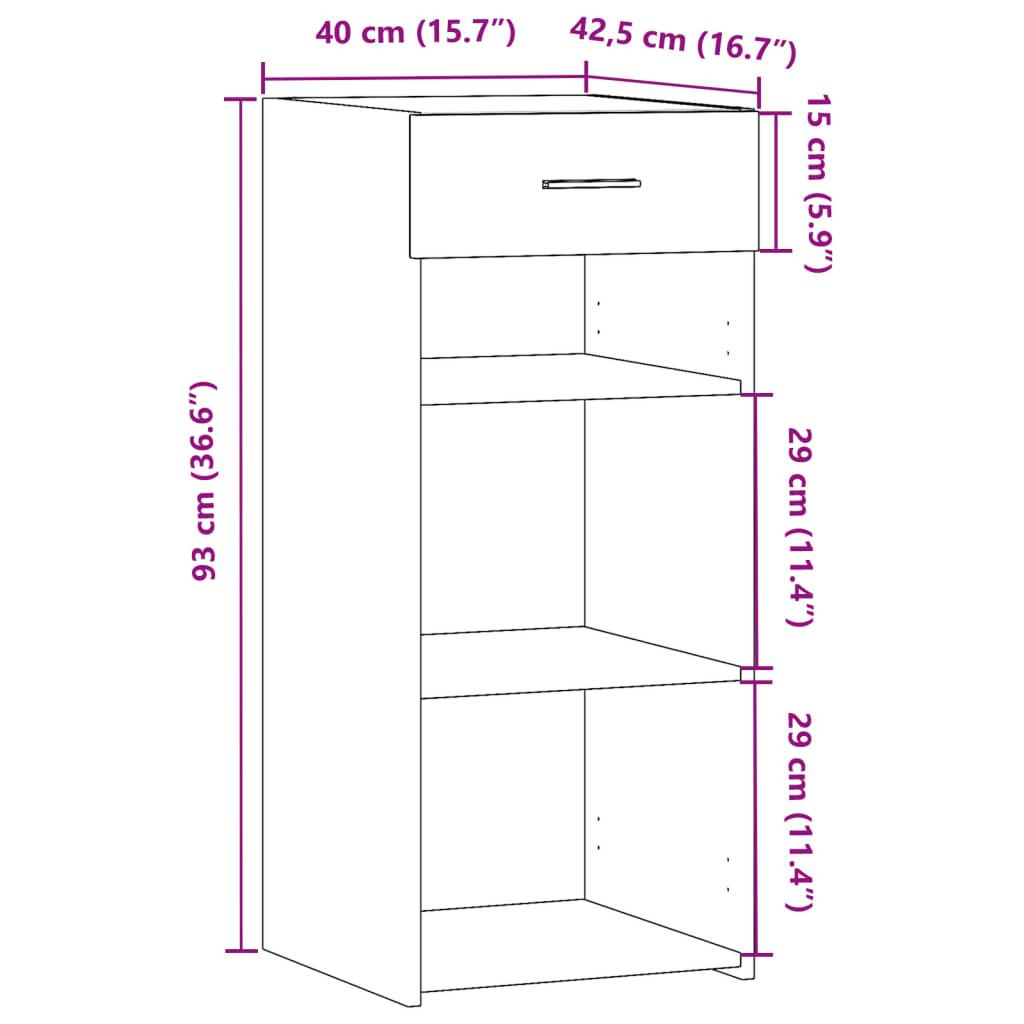 Voir la diapositive 6 : VIDAXL Buffet noir 40x42,5x93 cm bois d'ingenierie
