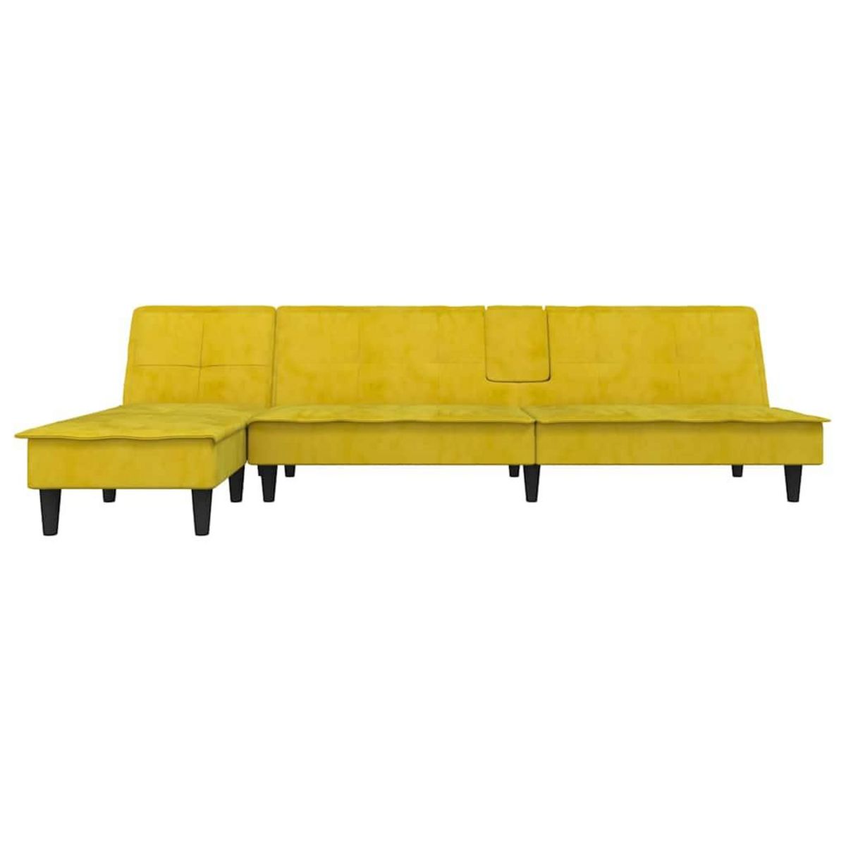 VIDAXL Canape-lit en forme de L jaune 255x140x70 cm velours