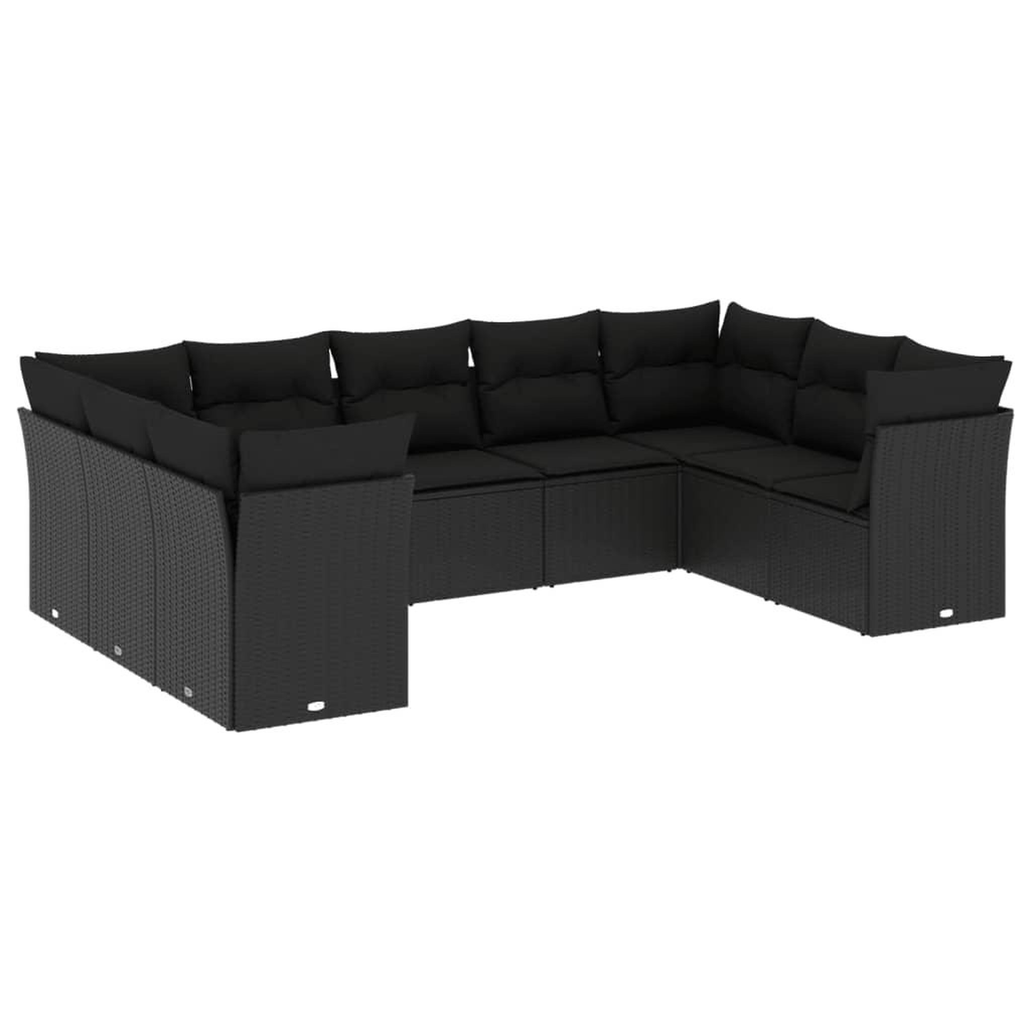 Voir la diapositive 2 : VIDAXL Salon de jardin 9 pcs avec coussins noir resine tressee