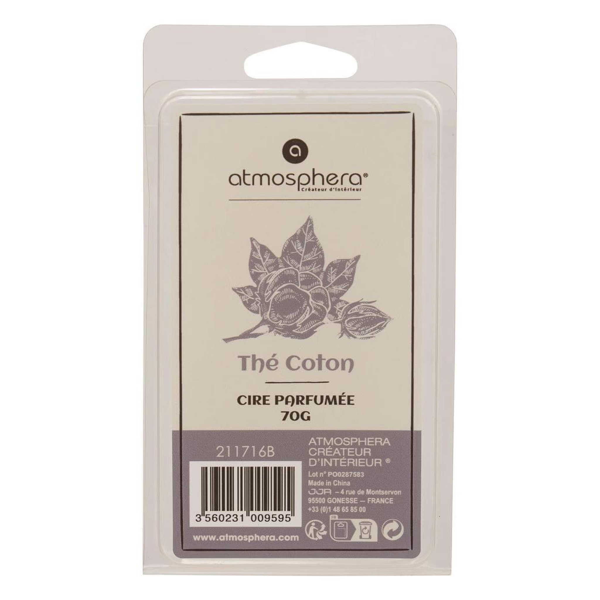 Voir la diapositive 2 : ATMOSPHERA Cire parfumée à brûler  laura  70g thé coton
