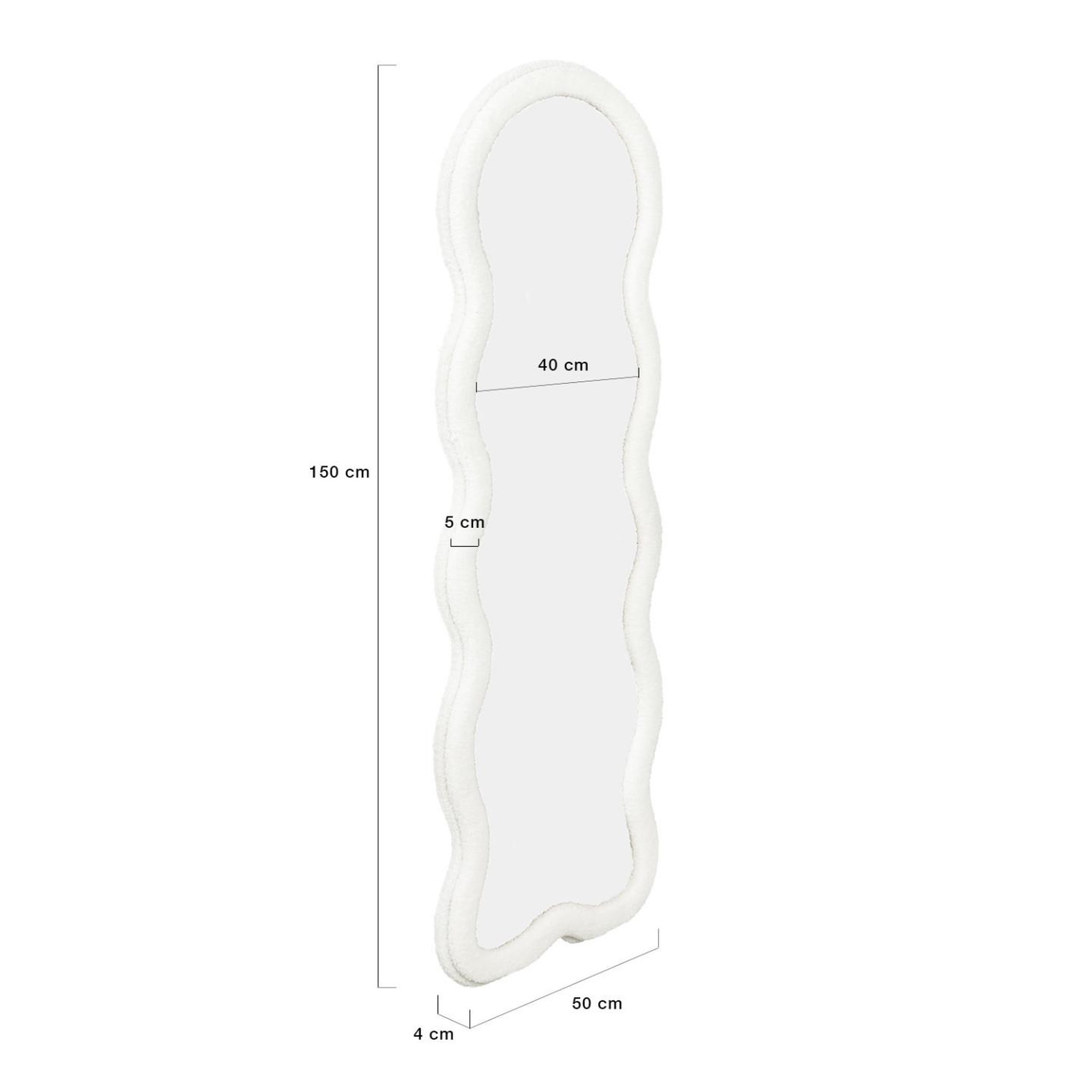 Voir la diapositive 6 : ID MARKET Miroir vague en tissu bouclette crème 150 x 50 cm