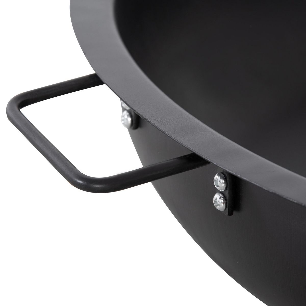 OUTSUNNY Brasero boule de feu cheminée foyer extérieur dim. 79L x 69l x 25,5H cm 2 poignées tisonnier acier noir