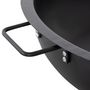 Voir la diapositive 6 : OUTSUNNY Brasero boule de feu cheminée foyer extérieur dim. 79L x 69l x 25,5H cm 2 poignées tisonnier acier noir