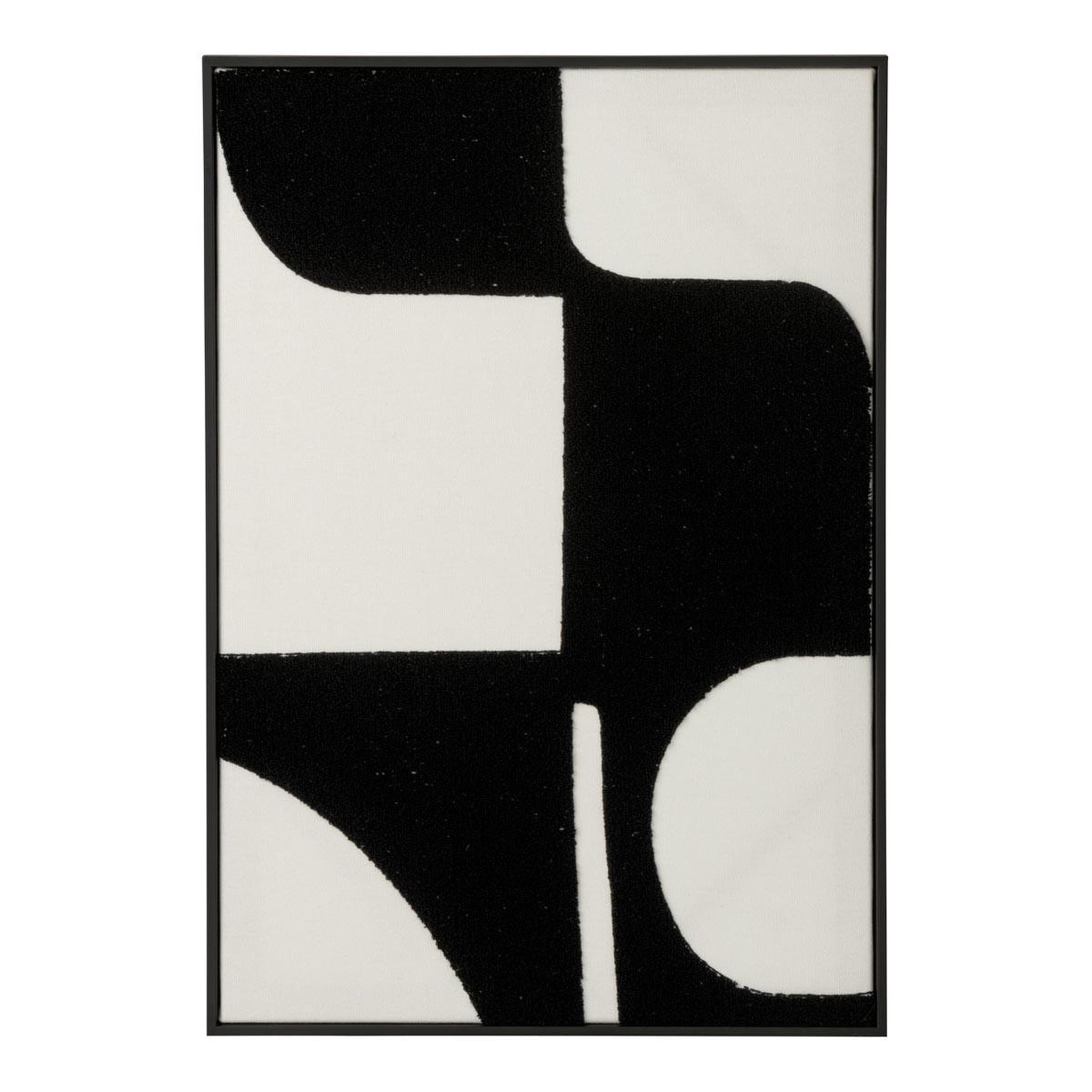 J-LINE Toile murale tissu  broderie  45x65cm blanc & noir