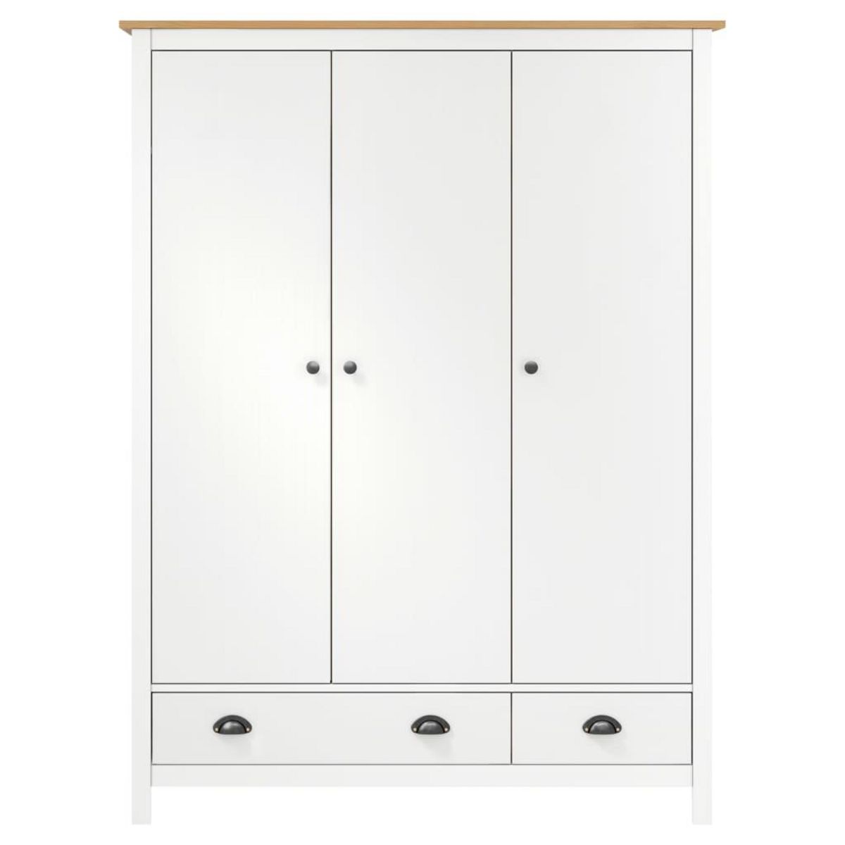 VIDAXL Garde-robe a 3 portes Hill Blanc 127x50x170 cm Bois pin solide