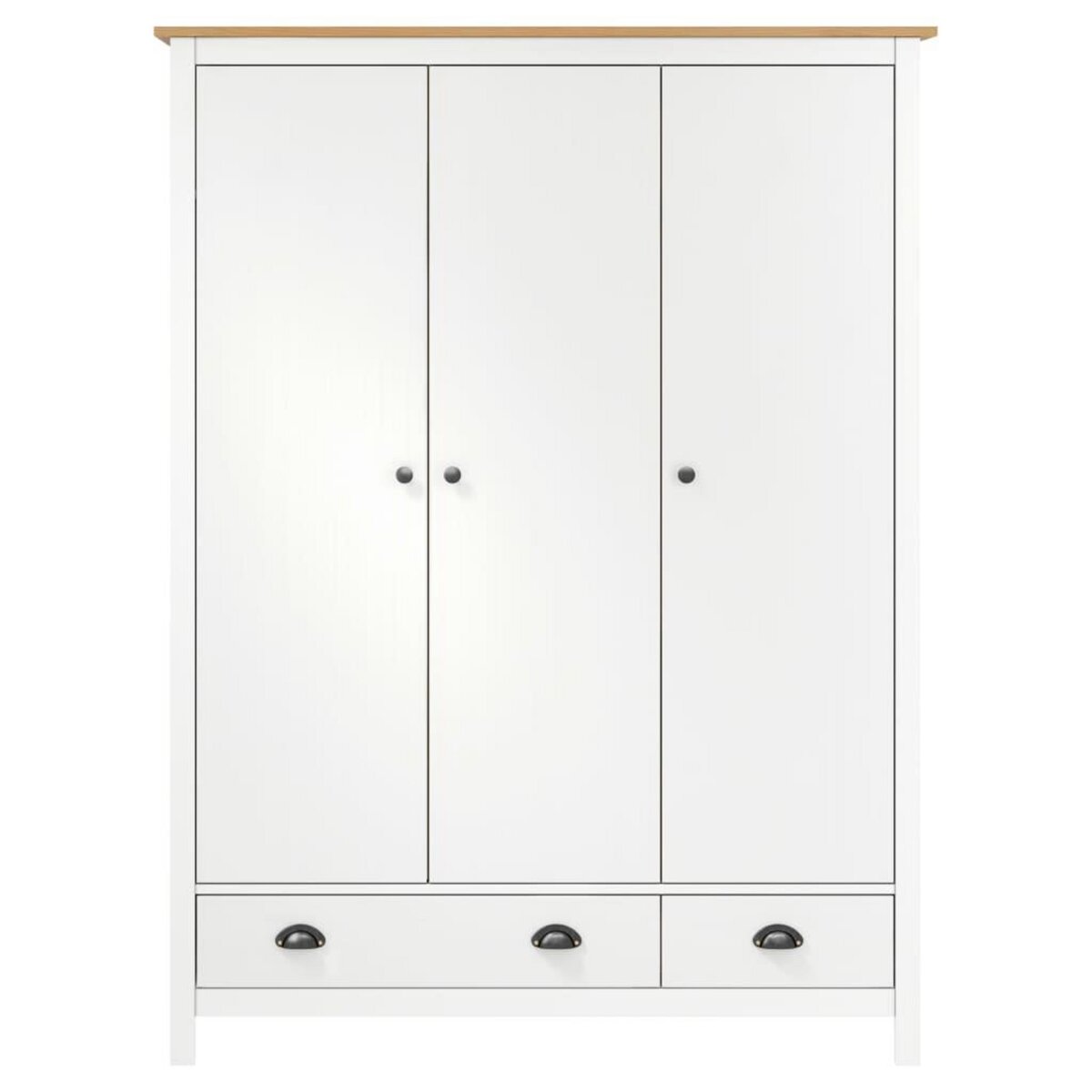 VIDAXL Garde-robe a 3 portes Hill Blanc 127x50x170 cm Bois pin solide