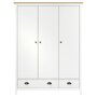 Voir la diapositive 2 : VIDAXL Garde-robe a 3 portes Hill Blanc 127x50x170 cm Bois pin solide