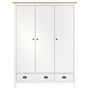 Voir la diapositive 2 : VIDAXL Garde-robe a 3 portes Hill Blanc 127x50x170 cm Bois pin solide