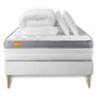 Voir la diapositive 2 : SEPTNUITS Pack matelas + sommier kit blanc Memo Zen Mousse à mémoire de forme MAXI épaisseur + Couette + 2 oreillers