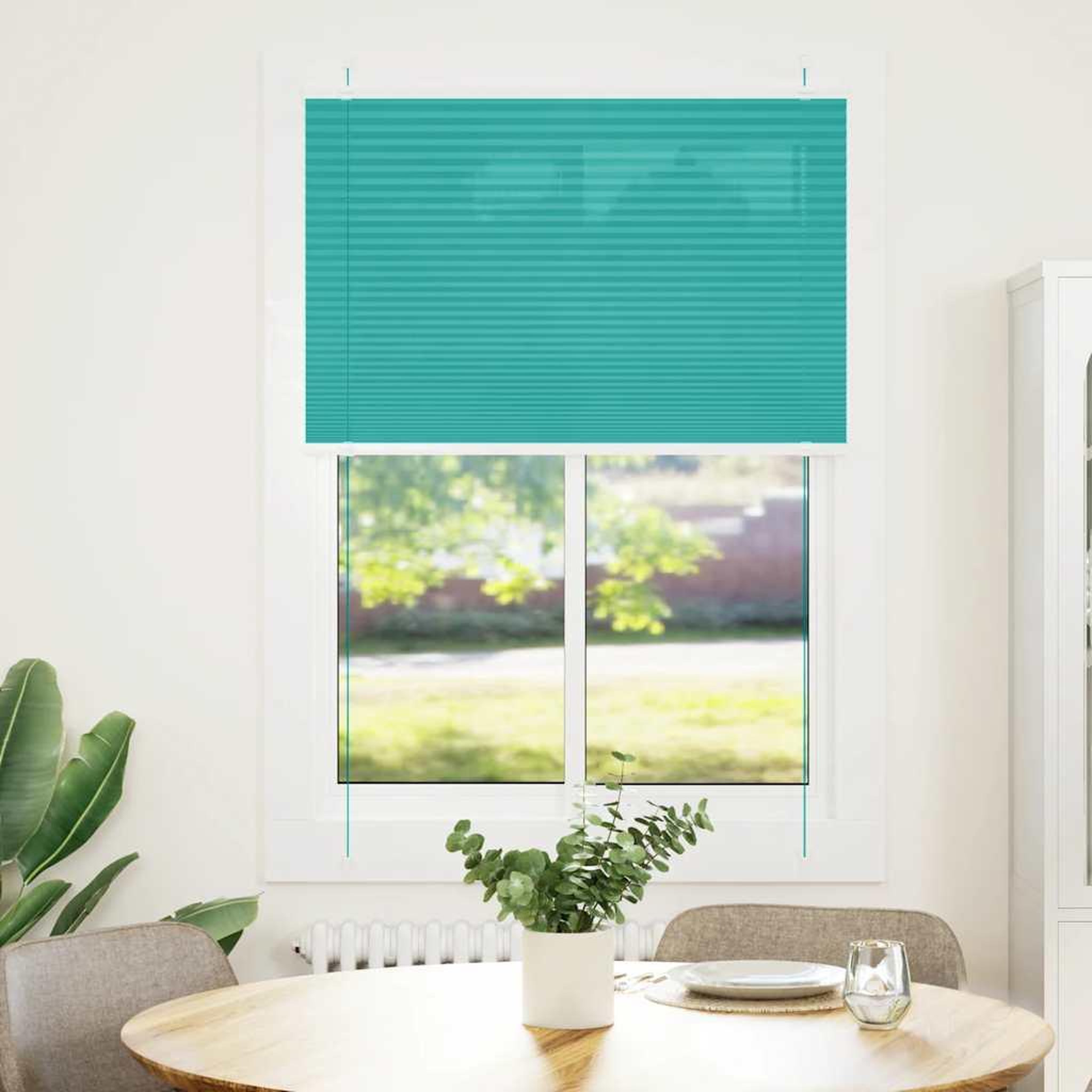 Voir la diapositive 2 : VIDAXL Store plisse vert petrole 95x100 cm largeur du tissu 94,4 cm