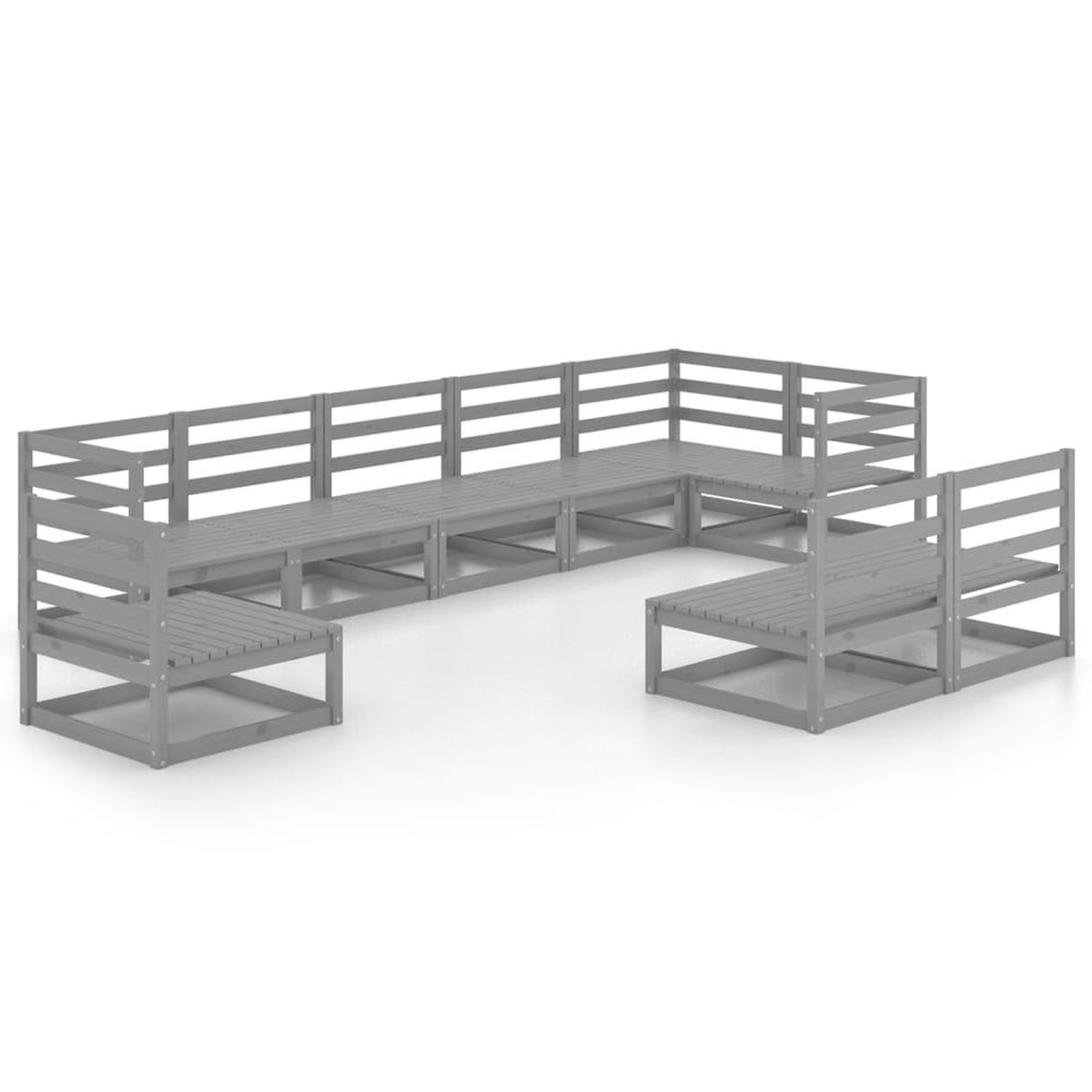 Voir la diapositive 2 : VIDAXL Salon de jardin 9 pcs gris bois de pin massif