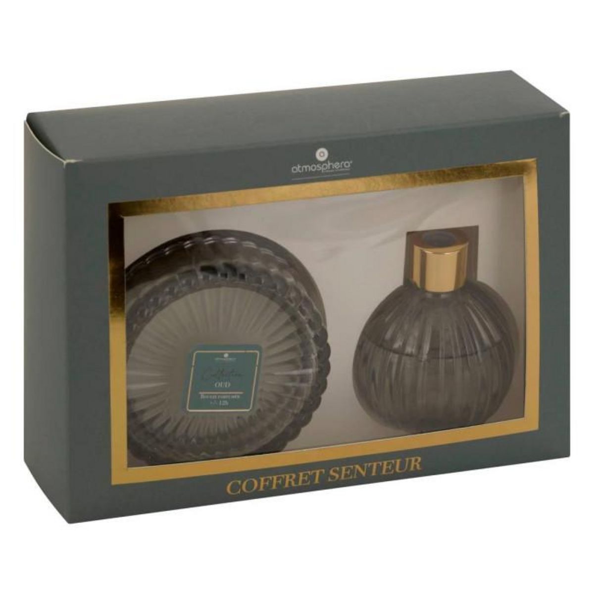 ATMOSPHERA Coffret Senteur 2 Pièces  Albie  8cm Bois de Oud