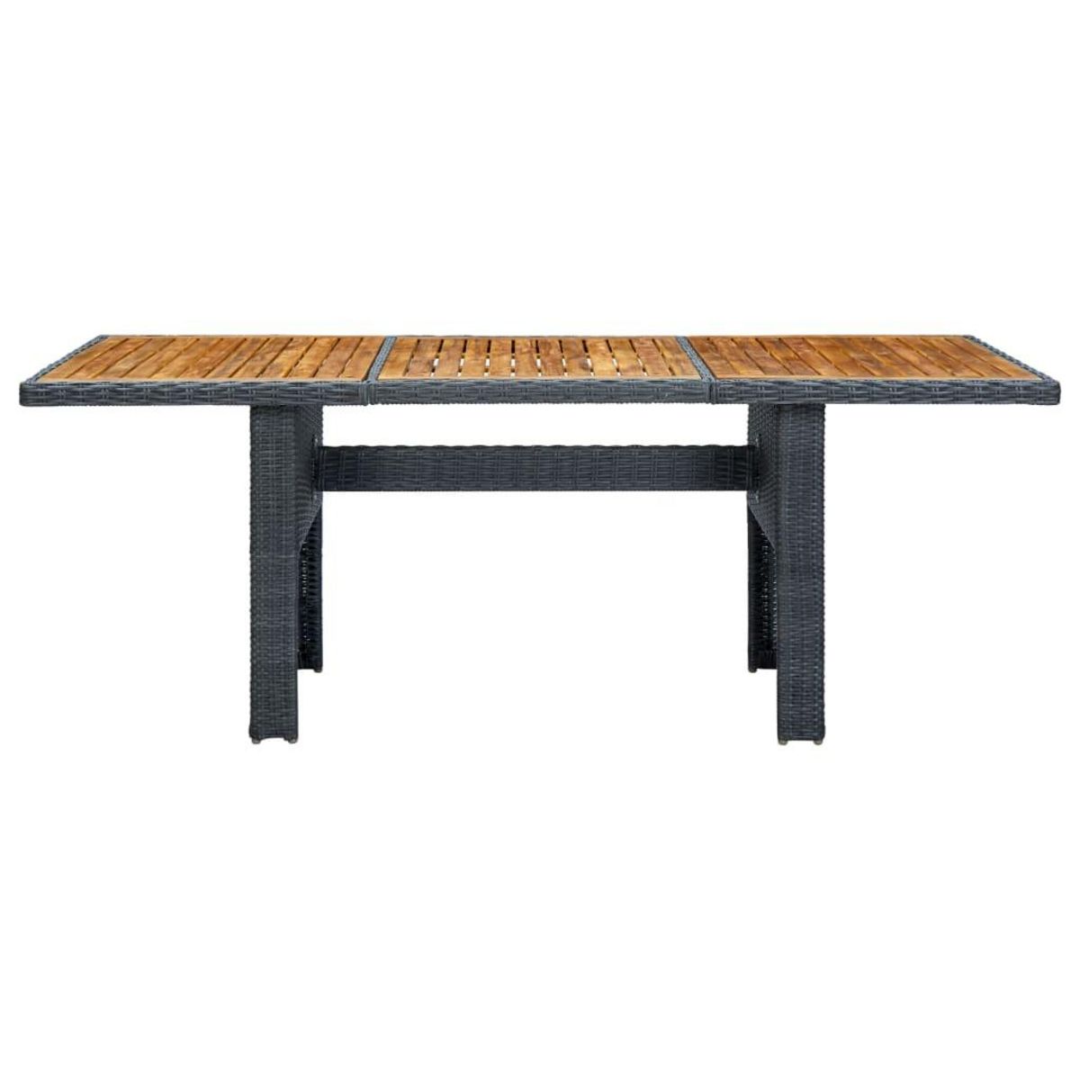 VIDAXL Table de jardin Gris fonce Resine tressee et bois d'acacia