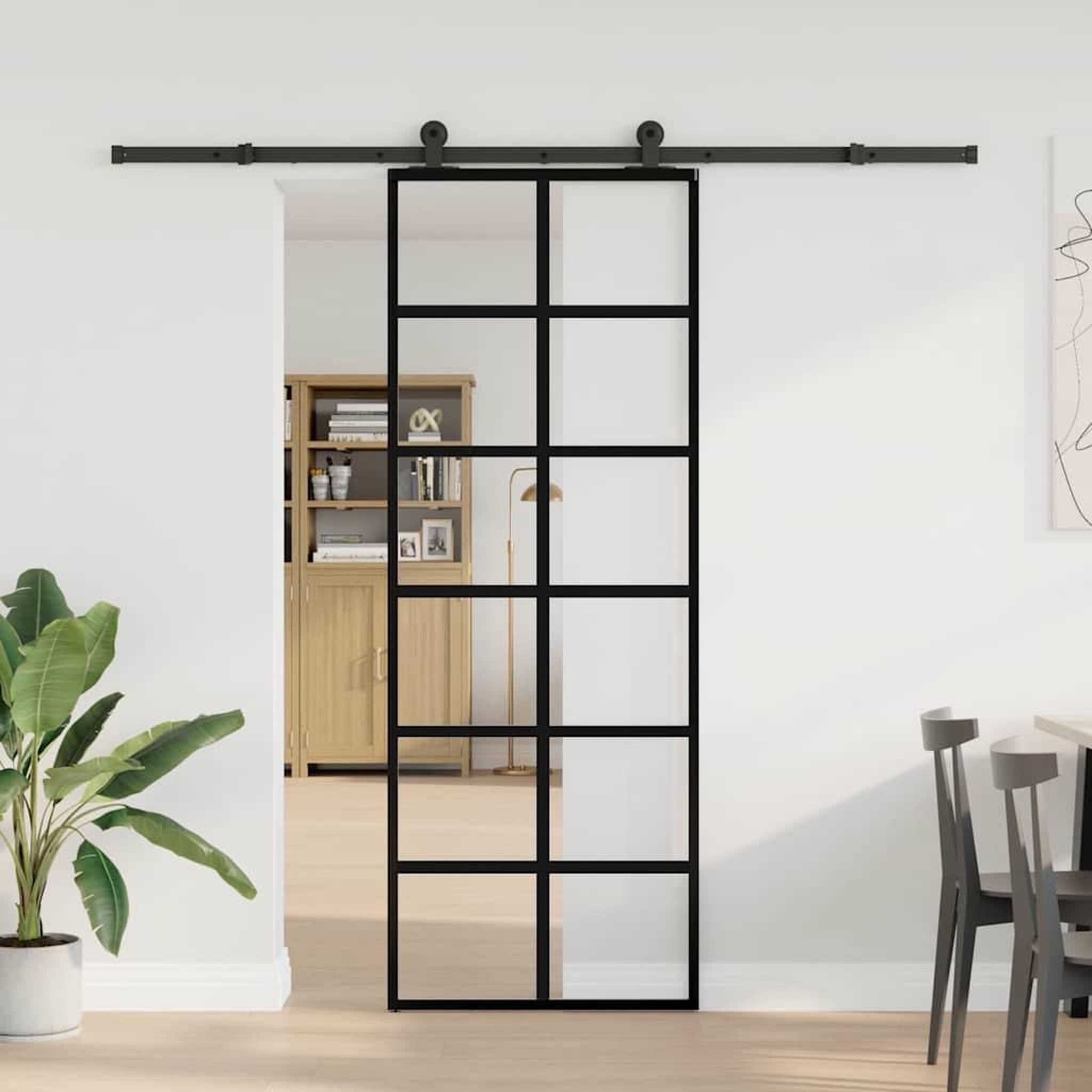 Voir la diapositive 2 : VIDAXL Porte coulissante avec kit de quincaillerie 76x205 cm Verre ESG