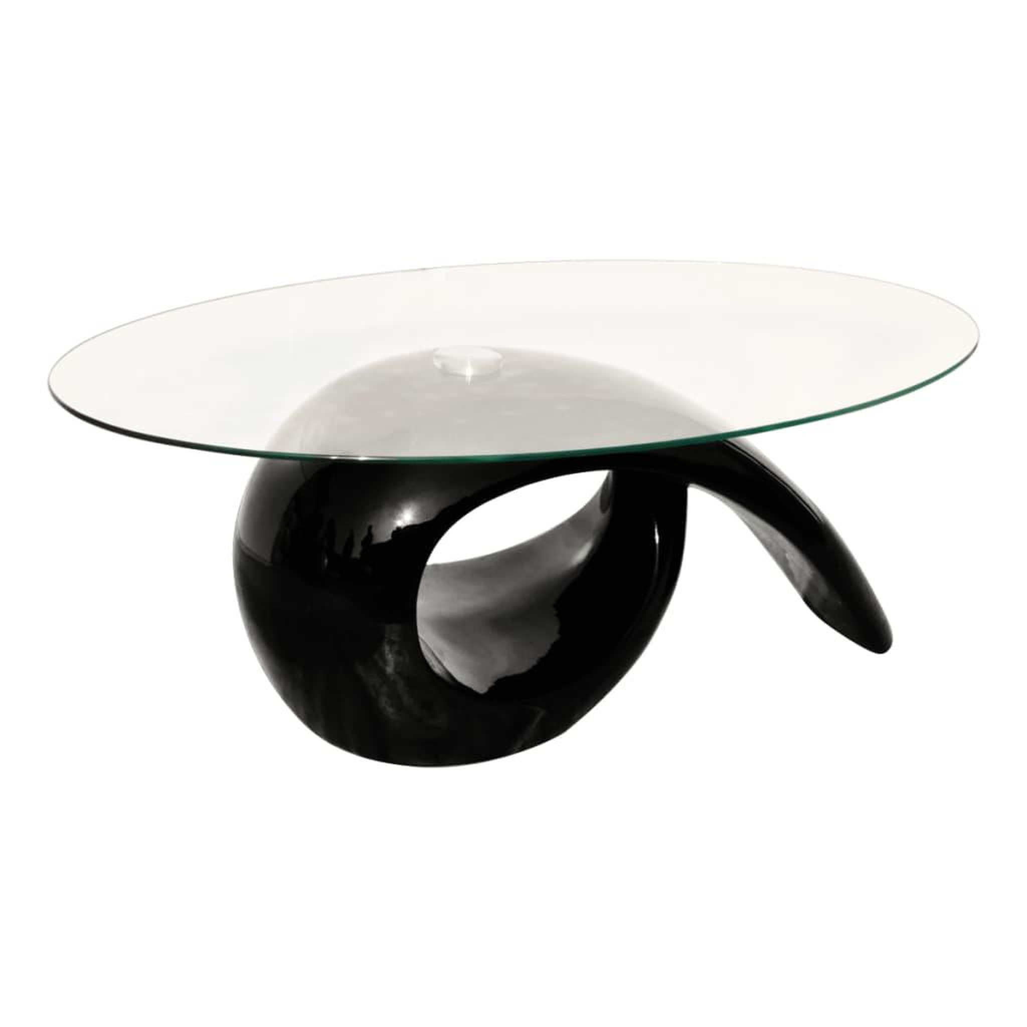 Voir la diapositive 2 : VIDAXL Table basse avec dessus de table en verre ovale Noir brillant