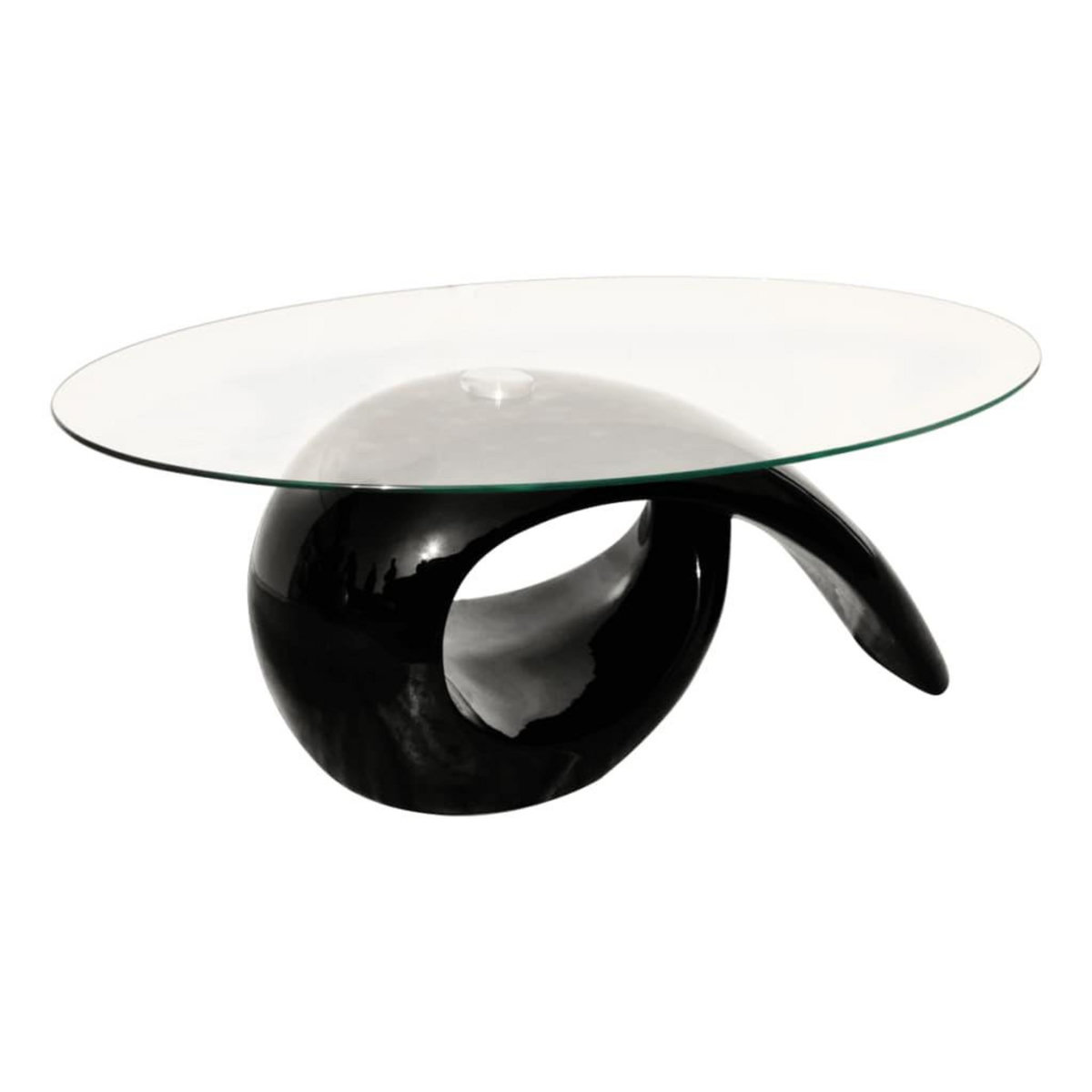 VIDAXL Table basse avec dessus de table en verre ovale Noir brillant