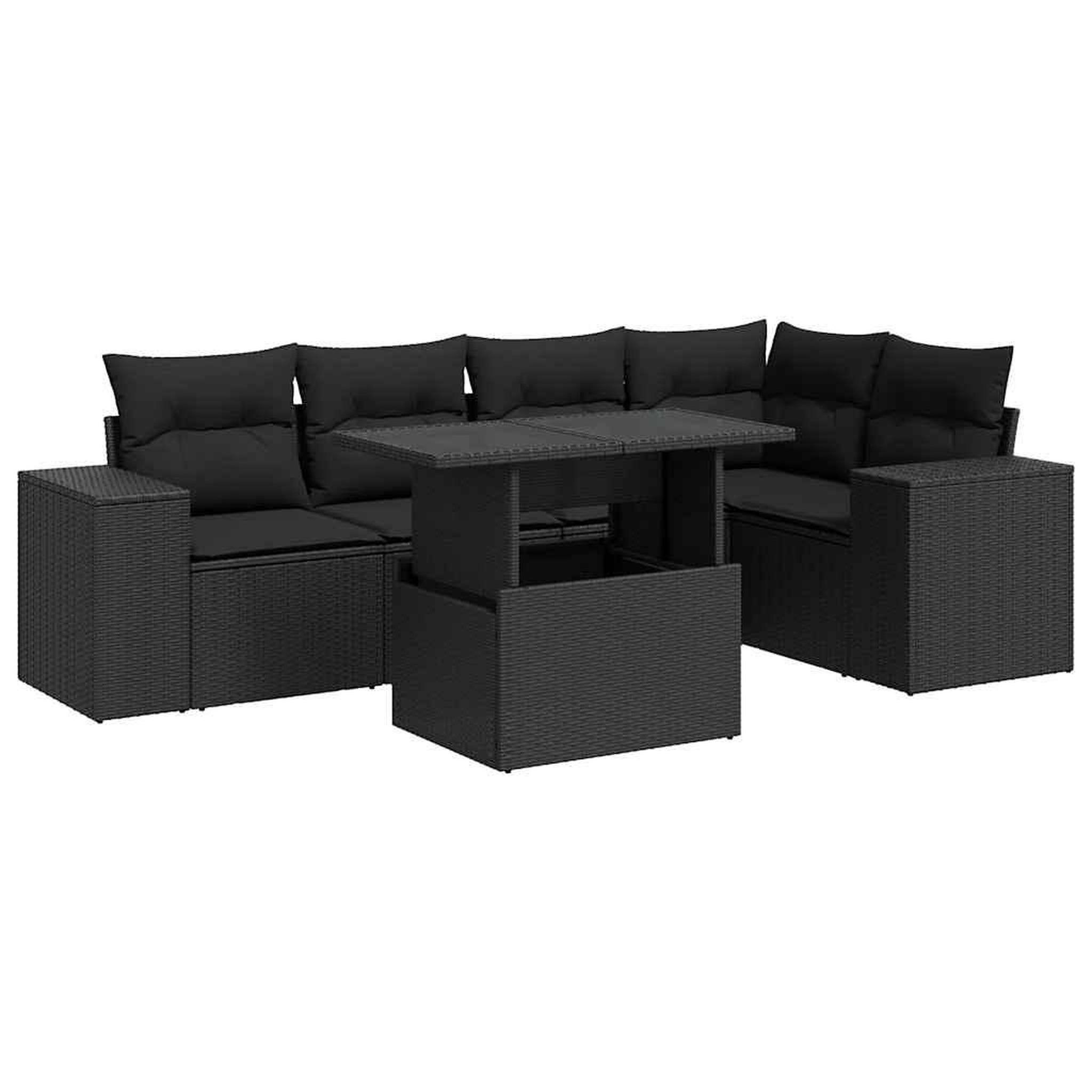 Voir la diapositive 2 : VIDAXL Salon de jardin 6 pcs avec coussins noir resine tressee
