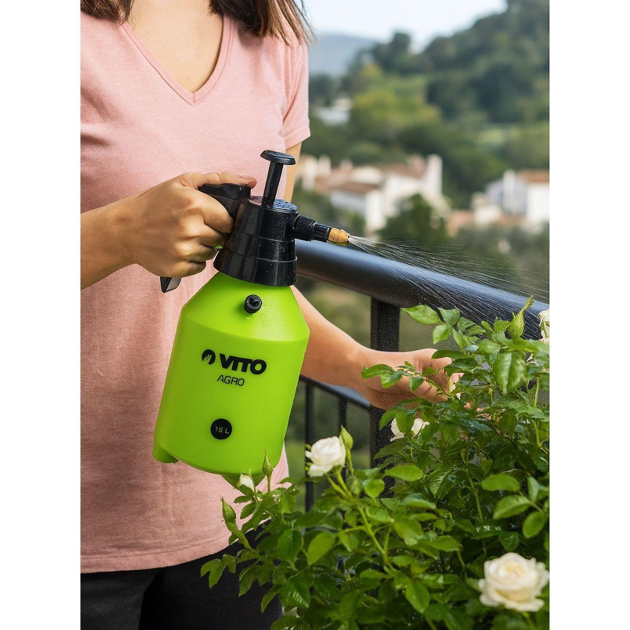 Voir la diapositive 2 : VITO Pulvérisateur à main 1,5l vito jet réglable - pulvérisateur à pression léger idéal terrasse, potager, plantes fragiles
