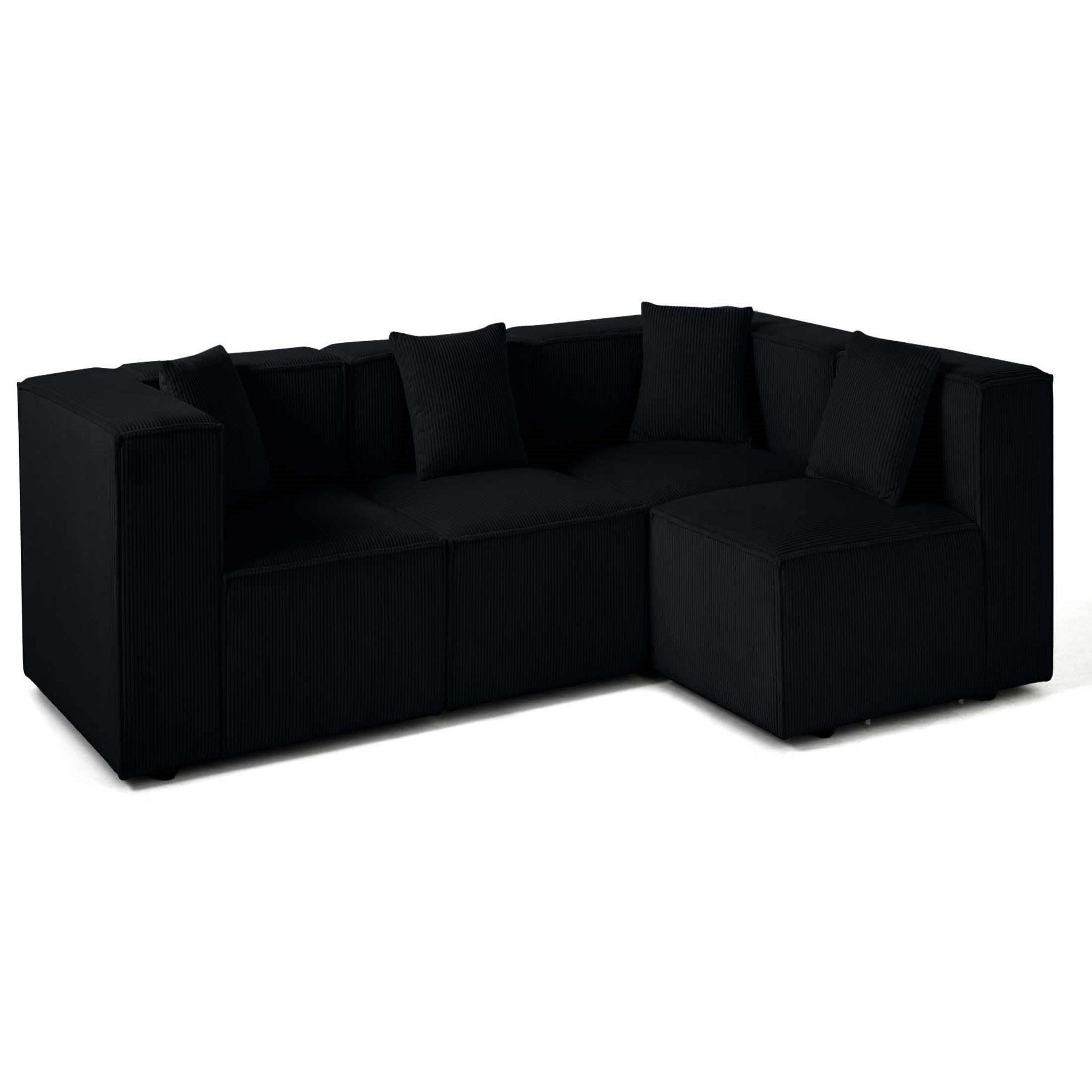 Voir la diapositive 3 : LISA DESIGN Arty - canapé modulable d'angle droit 4 places - en velours côtelé
