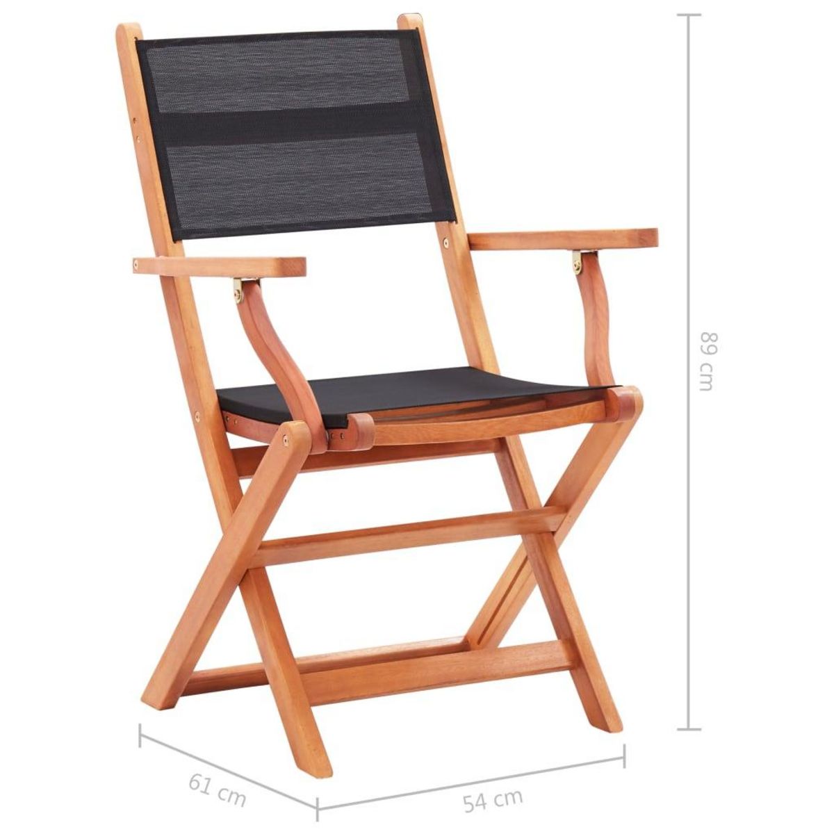 VIDAXL Chaises pliables de jardin lot de 2 Noir Eucalyptus textilene