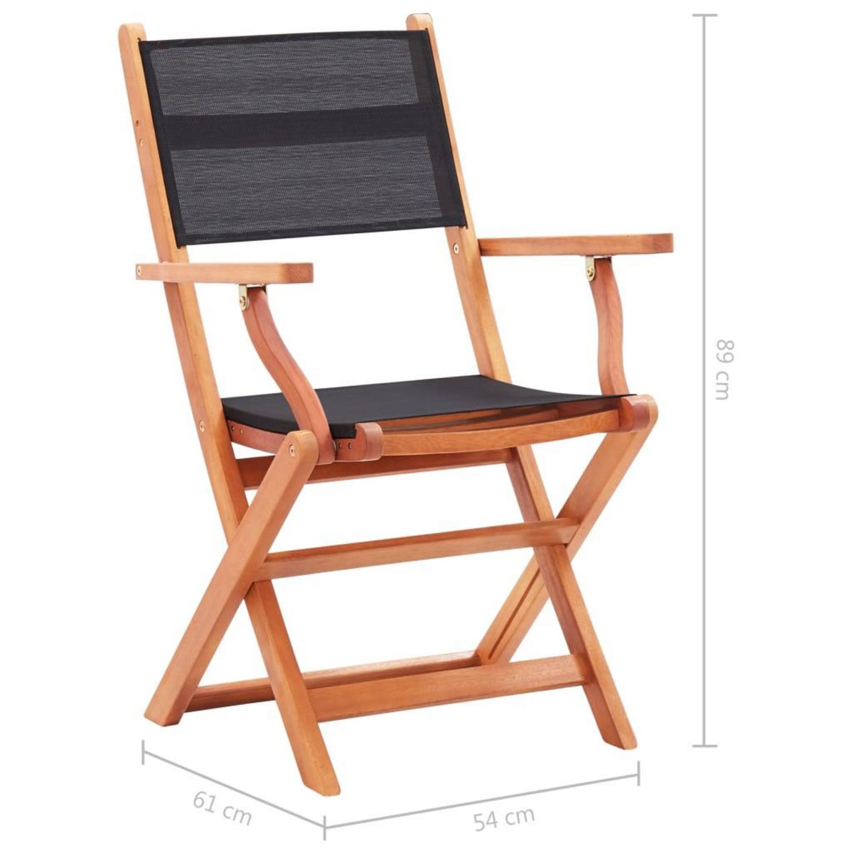 VIDAXL Chaises pliables de jardin lot de 2 Noir Eucalyptus textilene