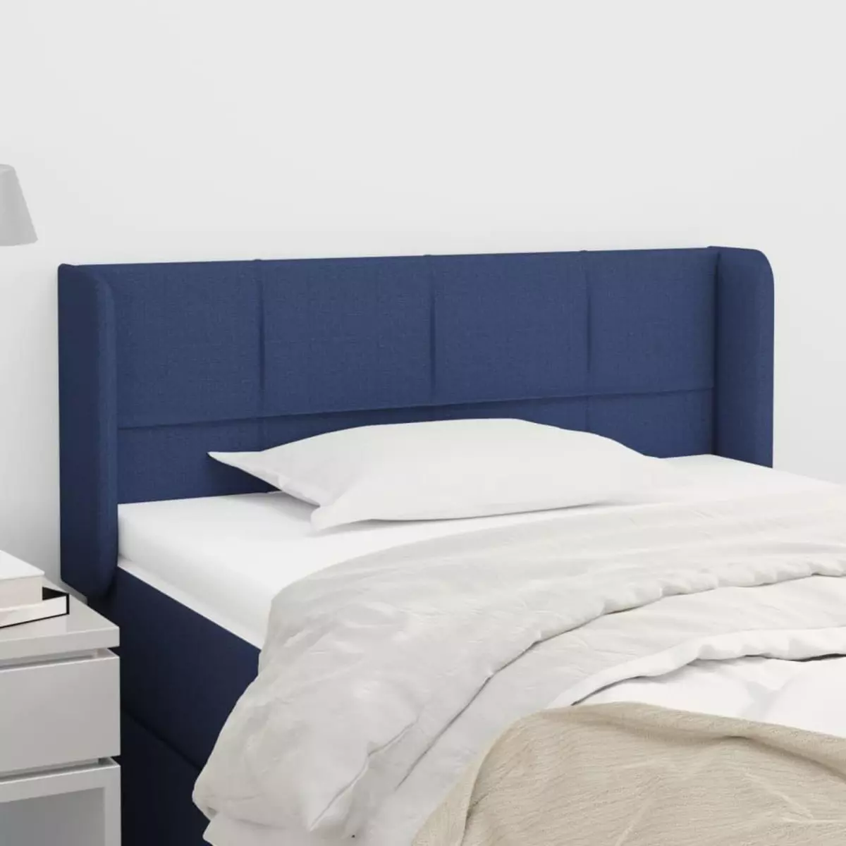 VIDAXL Tete de lit avec oreilles Bleu 103x16x78/88 cm Tissu