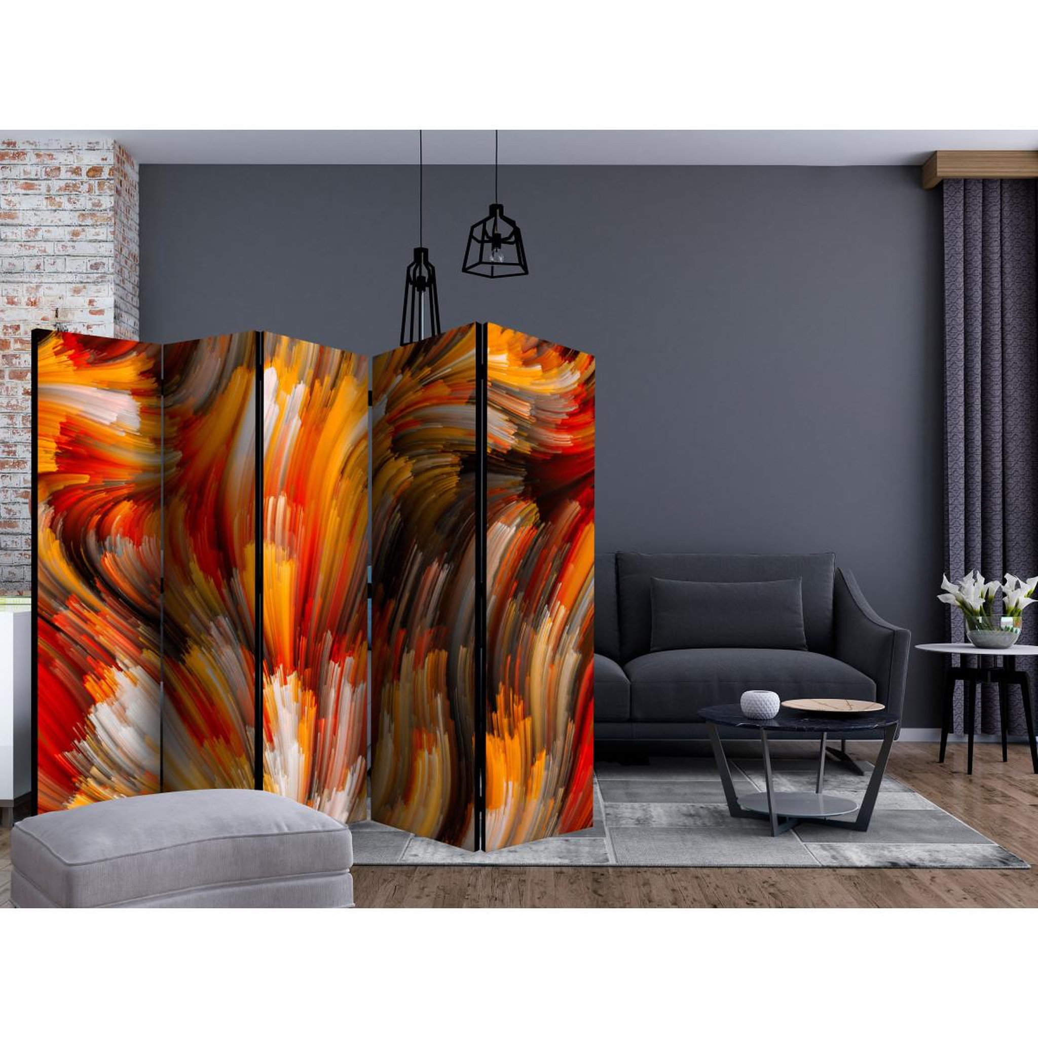 Voir la diapositive 2 : Paris Prix Paravent 5 volets  ocean of fire  172x225cm